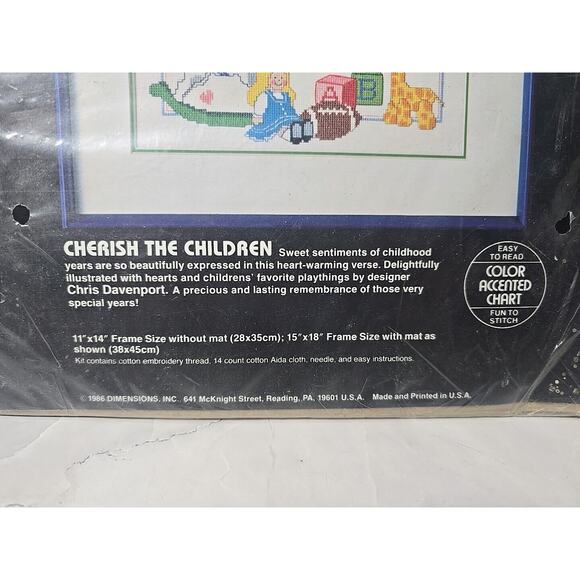 1986 Dimensions Counted Cross Stitch Kit Cherish The Children 3603 11x14 - Picture 3 of 5